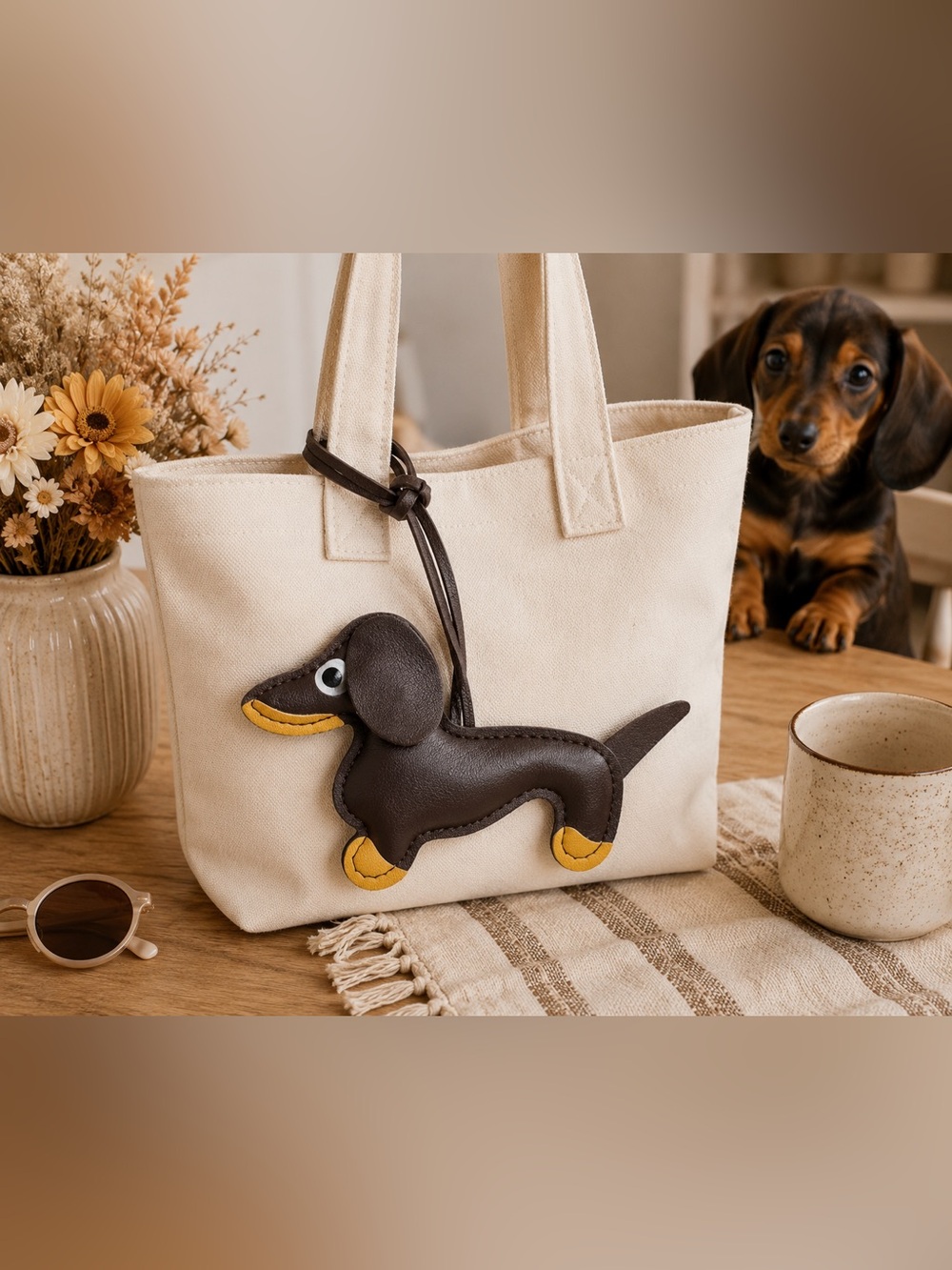 Dark Brown Dachshund Bag Charm